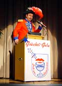 Zunftmeister Alex Murer begrsst die zahlreichen Gste zur 1. Gschti-Gala unter dem Motto: Vis-Jona